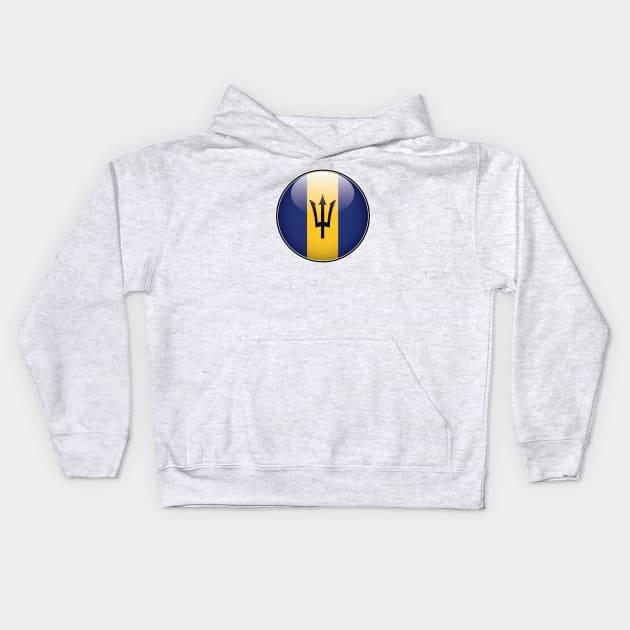 Barbados National Flag Glossy Button Kids Hoodie by IslandConcepts